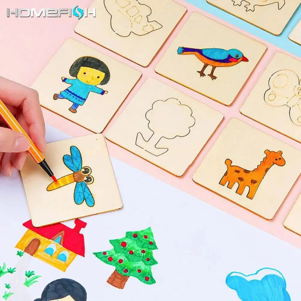 Montessori Kids Toys Drawing Toys Wooden DIY Painting