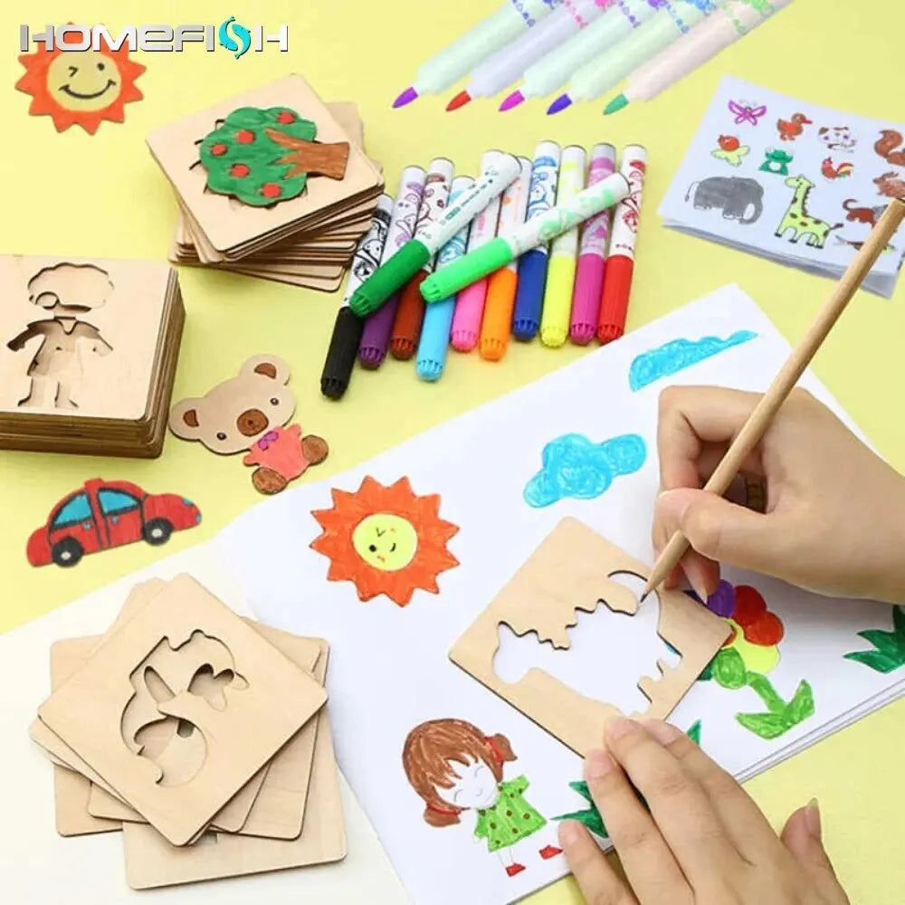 Montessori Kids Toys Drawing Toys Wooden DIY Painting