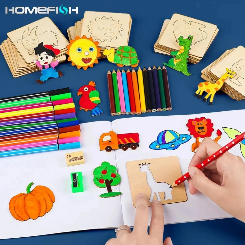 Montessori Kids Toys Drawing Toys Wooden DIY Painting